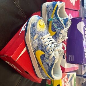 Nike Blue and Yellow Artistic Sneakers